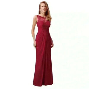 Davids Bridal BridesmaidDress/formal Gown Size 2 Red,Back Zipper Elegant